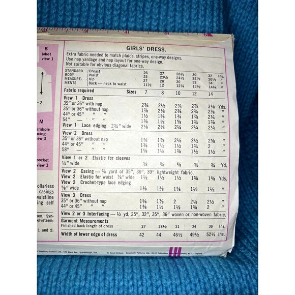 Simplicity 7743 Sewing pattern Girls dress A line fit and flare 1960s size 14 - Picture 4 of 5